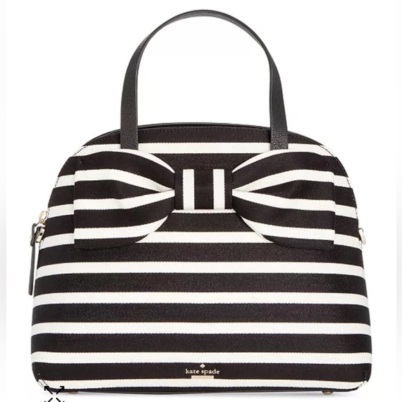 Kate Spade Olive Drive Striped Bow Bag cherry bag charm, good